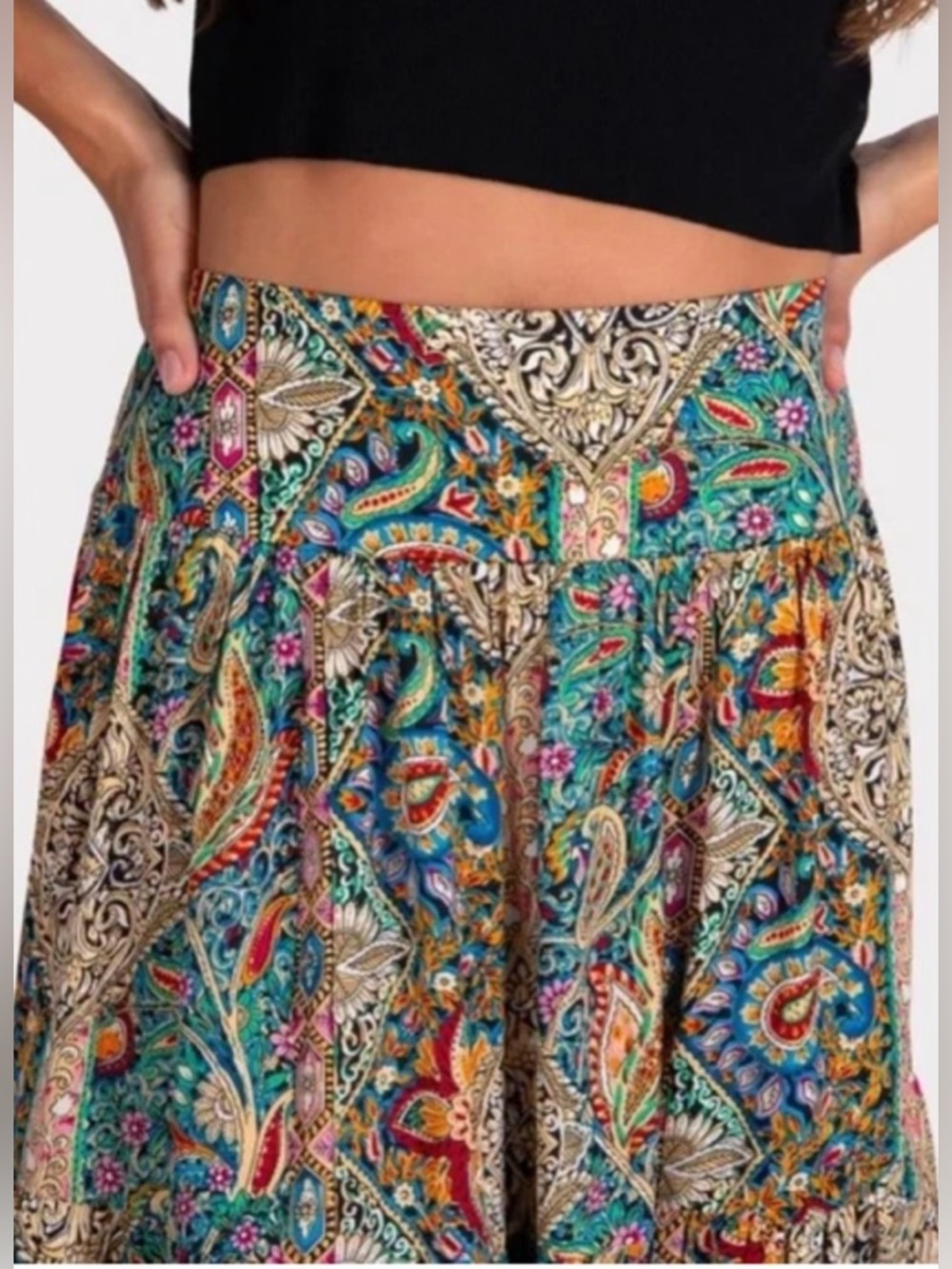 Natural Life Hanna Maxi Skirt Paisley Combo Boho Flowy Tiered Maxi Skirt Size XL - Picture 5 of 8